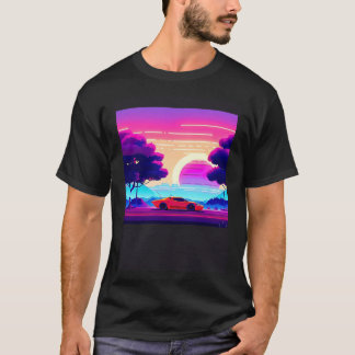 Synthwave car outrun retrowave futuresynth sci fi  T-Shirt
