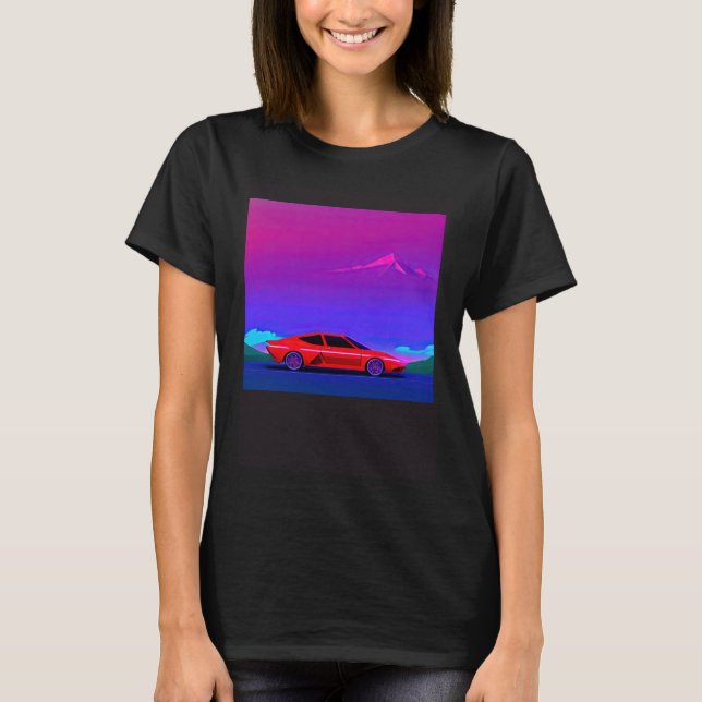 Synthwave car outrun retrowave futuresynth sci fi  T-Shirt (Front)