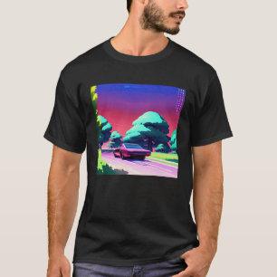 Synthwave car outrun retrowave futuresynth sci fi T-Shirt