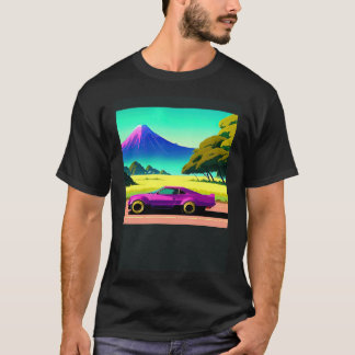 Synthwave car outrun retrowave futuresynth sci fi  T-Shirt