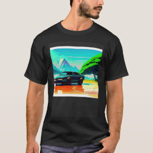 Synthwave car outrun retrowave futuresynth sci fi T-Shirt