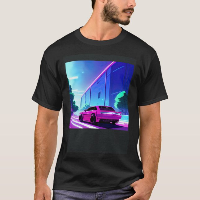 Synthwave car outrun retrowave futuresynth sci fi  T-Shirt (Front)