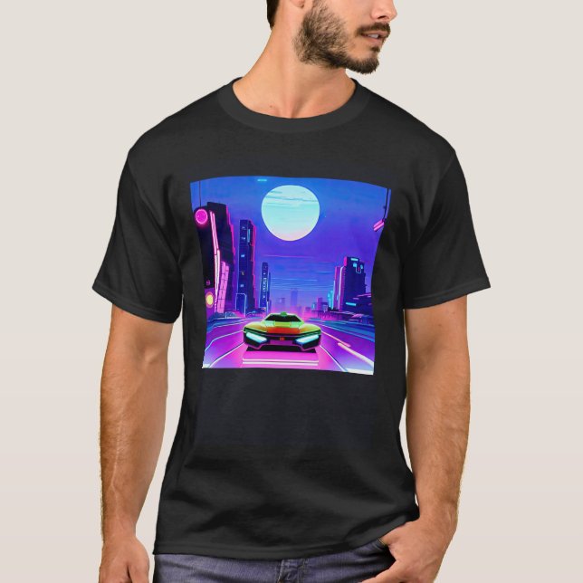 Synthwave car outrun retrowave futuresynth sci fi  T-Shirt (Front)