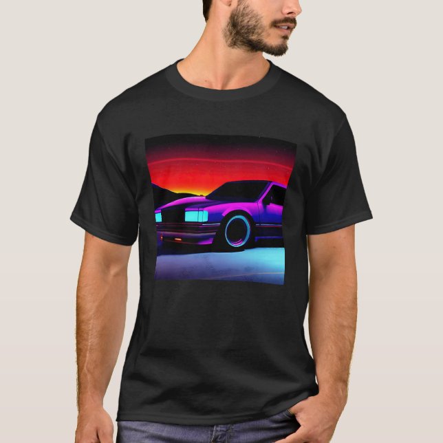 Synthwave car outrun retrowave futuresynth sci fi  T-Shirt (Front)