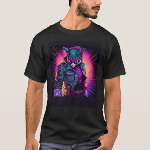 Synthwave Cat Retro 80s Vibe T-Shirt