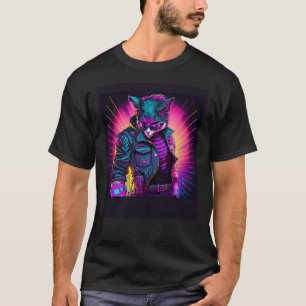 Synthwave Cat Retro 80s Vibe T-Shirt