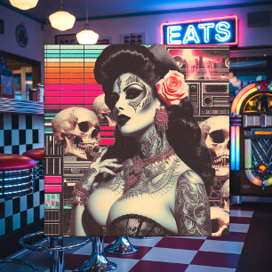 Synthwave Creepy Pin-up Tile