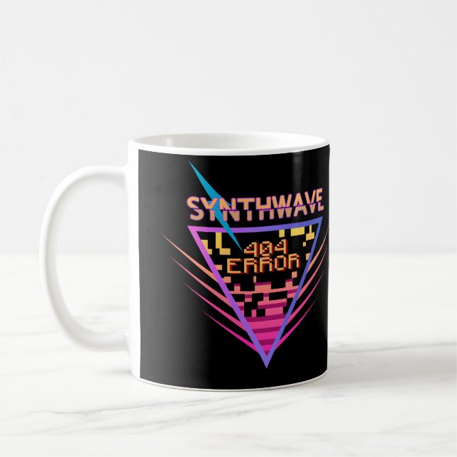 Synthwave Error 404 Coffee Mug (Left)