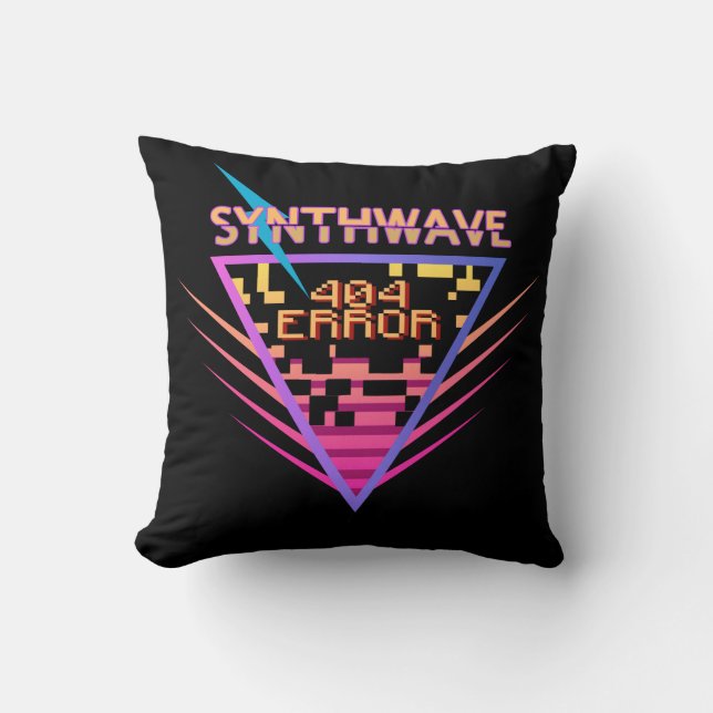Synthwave Error 404 Cushion (Front)