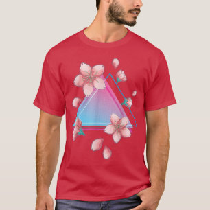 Synthwave Japan Pink Flower Sakura Vaporwave Cherr T-Shirt