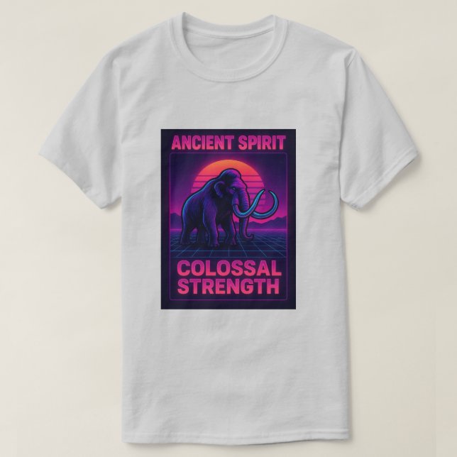 “Synthwave Mammoth T-Shirt | Ancient Spirit Coloss (Design Front)