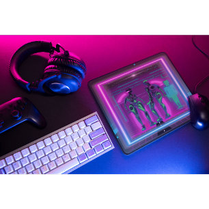 Synthwave Neon Robotic Graphic Mouse Mat
