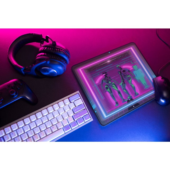 Synthwave Neon Robotic Graphic Mouse Mat (Creator Uploaded)