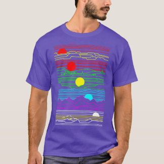 Synthwave Outrun Landscapes Mountains Desert Hills T-Shirt