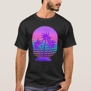 Synthwave Palm Trees Retro 80s Vaporwave Tropical  T-Shirt