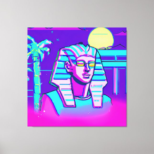 Synthwave Pharaoh Canvas Print (Front)