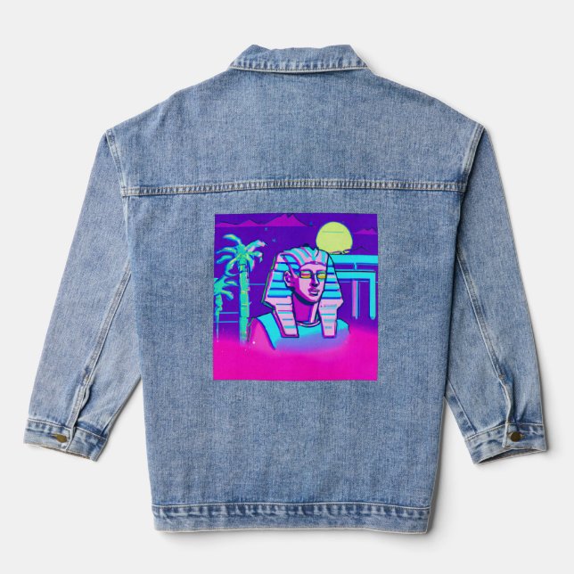 Synthwave Pharaoh Denim Jacket (Back)