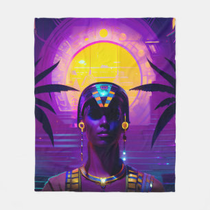 Synthwave Pharaoh Fleece Blanket