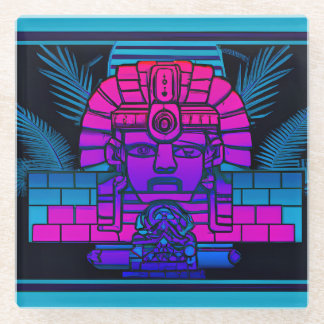 Synthwave Pharaoh Glass Coaster