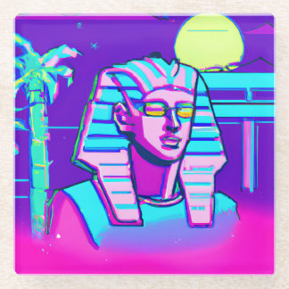 Synthwave Pharaoh Glass Coaster