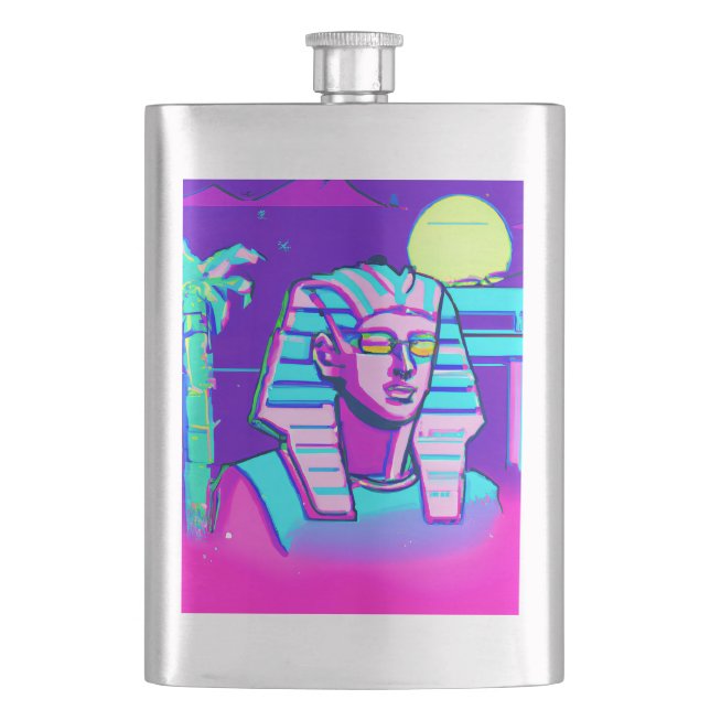 Synthwave Pharaoh Hip Flask (Front)