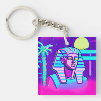 Synthwave Pharaoh Key Ring