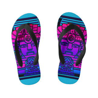 Synthwave Pharaoh Kid's Flip Flops