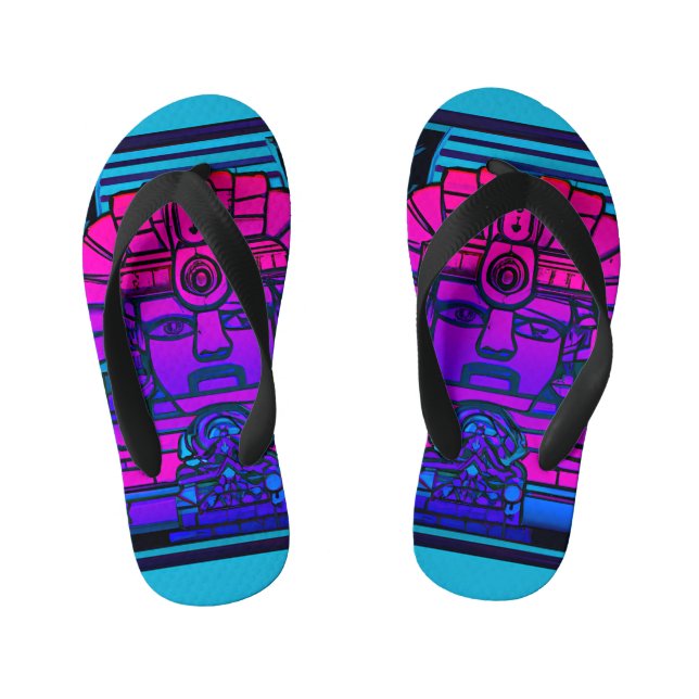 Synthwave Pharaoh Kid's Flip Flops (Footbed)