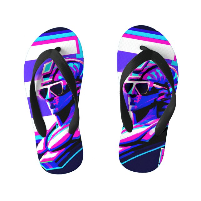 Synthwave Pharaoh Kid's Flip Flops (Footbed)
