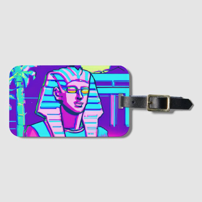 Synthwave Pharaoh Luggage Tag (Front Horizontal)