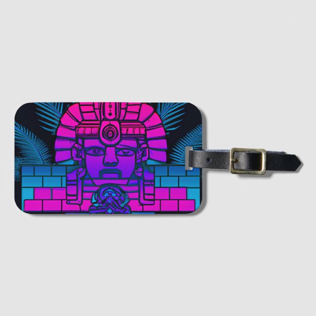 Synthwave Pharaoh Luggage Tag (Front Horizontal)