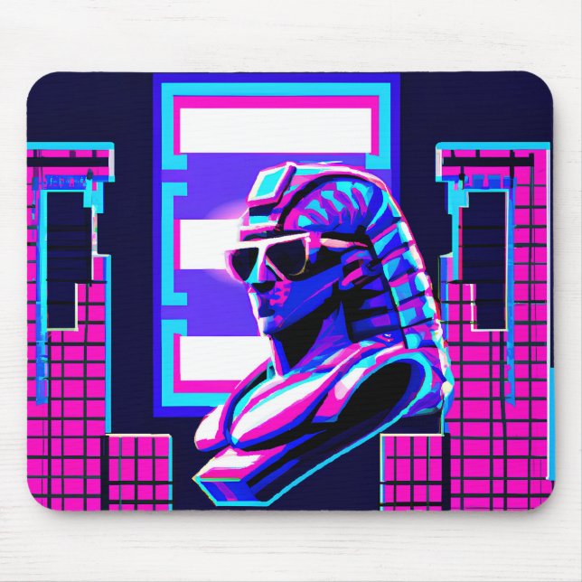 Synthwave Pharaoh Mouse Mat (Front)
