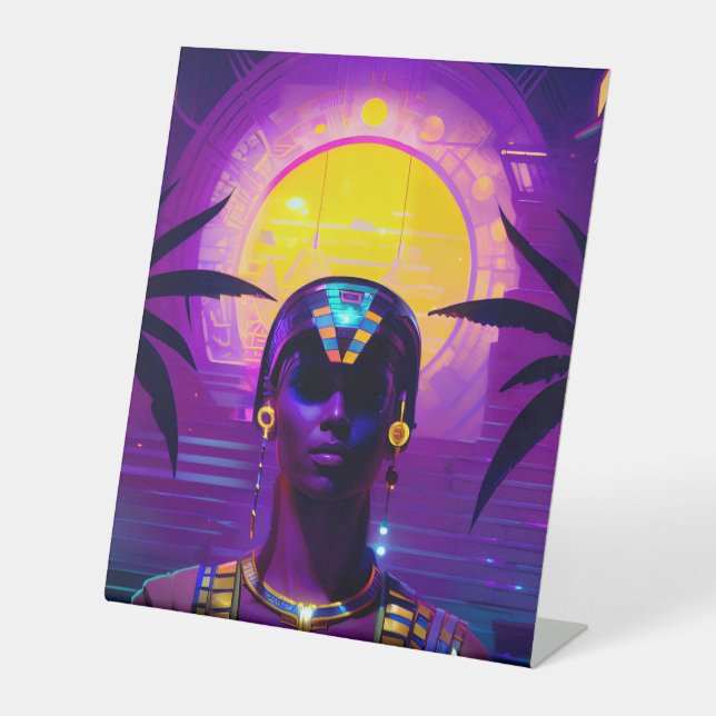Synthwave Pharaoh Pedestal Sign (Front)