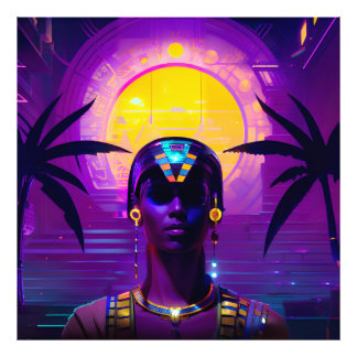 Synthwave Pharaoh Photo Print