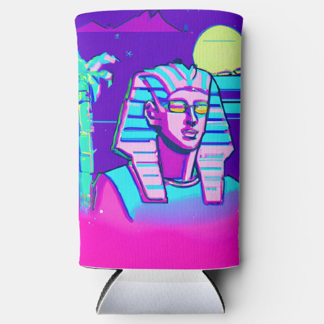 Synthwave Pharaoh Seltzer Can Cooler (Front)