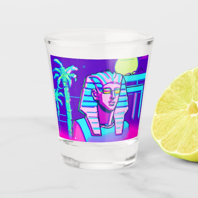 Synthwave Pharaoh Shot Glass (Front)