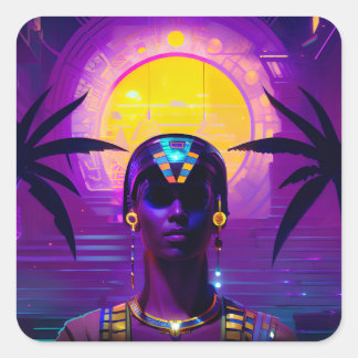 Synthwave Pharaoh Square Sticker