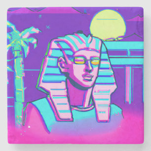 Synthwave Pharaoh Stone Coaster