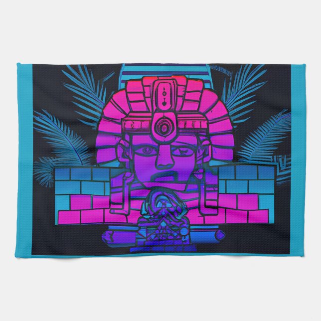 Synthwave Pharaoh Tea Towel (Horizontal)