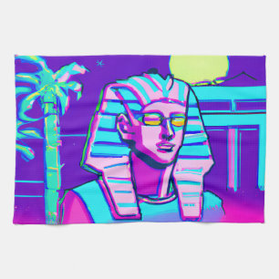 Synthwave Pharaoh Tea Towel