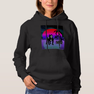 Synthwave Pitbull Dog Retro Boom Box Hoodie