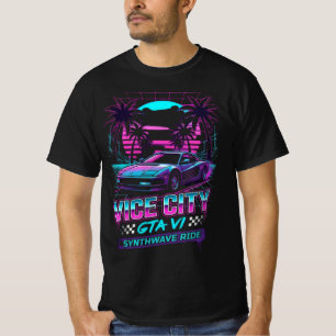 Synthwave Ride 80s Retro Neon Car Graphic Tee