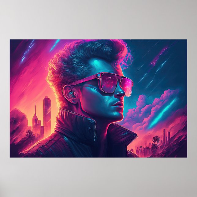 Synthwave Saviour: The Illuminated Icon Poster (Front)