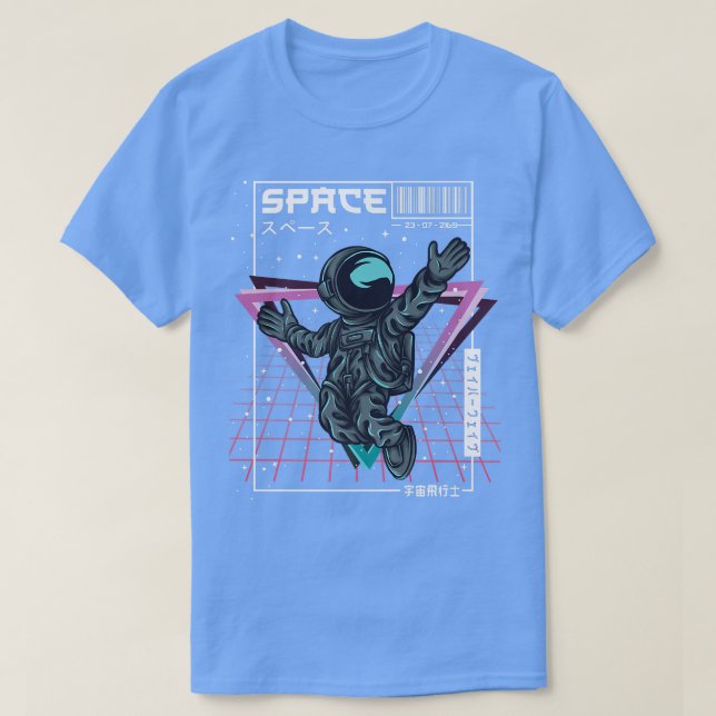Synthwave Space Astronaut Aesthetic Cyberpunk Vapo T-Shirt (Design Front)