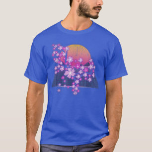 Synthwave Sunset Sakura Flower 90s Vaporwave Cherr T-Shirt