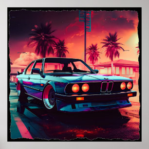 Synthwave Trends - BMW Classics AI-Generated Art 1 Poster