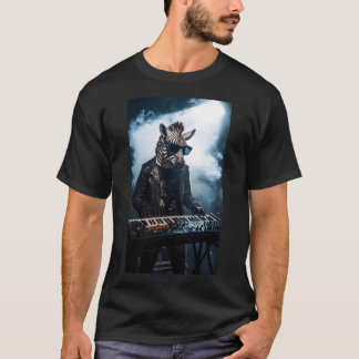 Synthwave Zebra Keyboardist T-Shirt