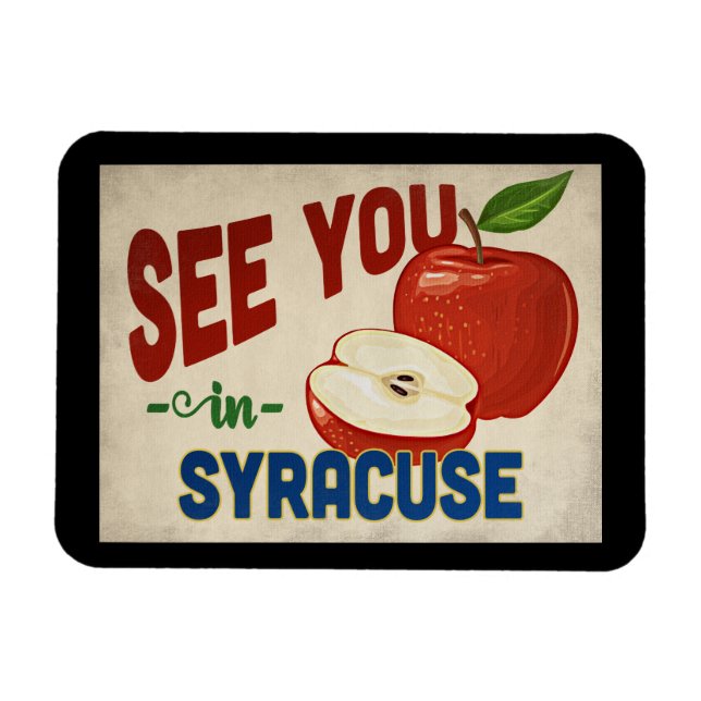 Syracuse New York Apple - Vintage Travel Magnet (Horizontal)