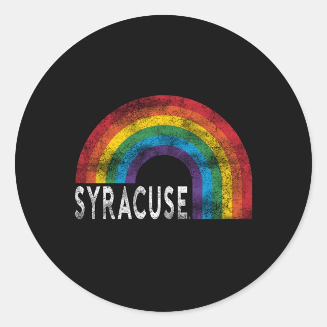 Syracuse Orange Pride Rainbow Classic Round Sticker (Front)
