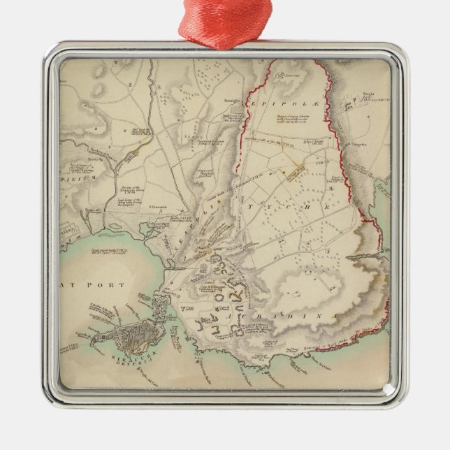 Syracuse & remaining vestiges of its five cities metal tree decoration (Front)